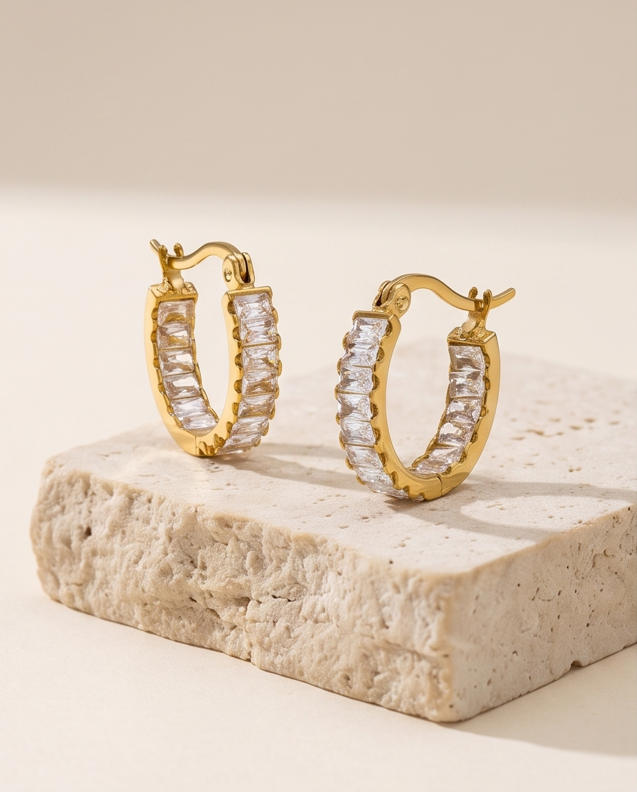 Noble Baguette Hoop Earrings