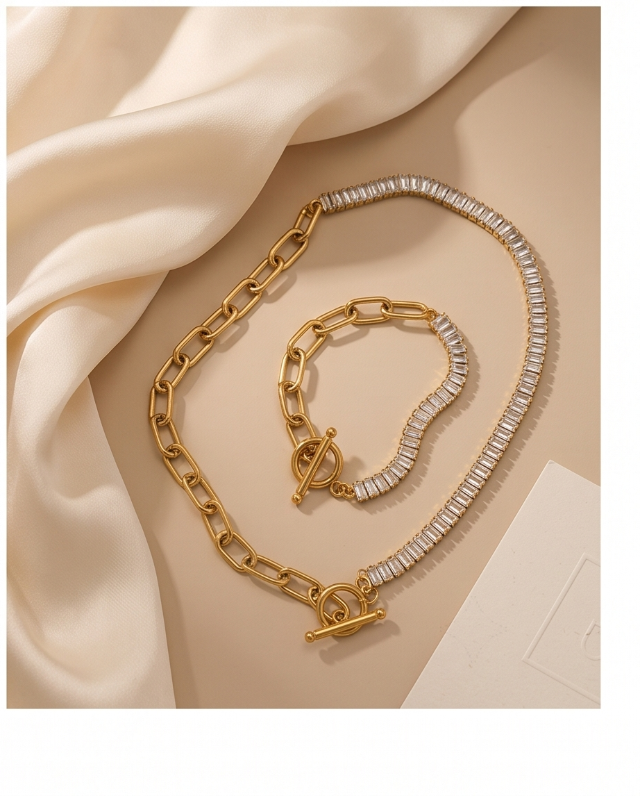 Noble Two Tone Necklace & Bracelet Set