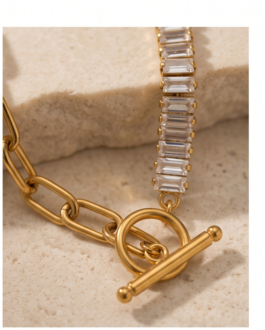 Noble Two Tone Necklace & Bracelet Set