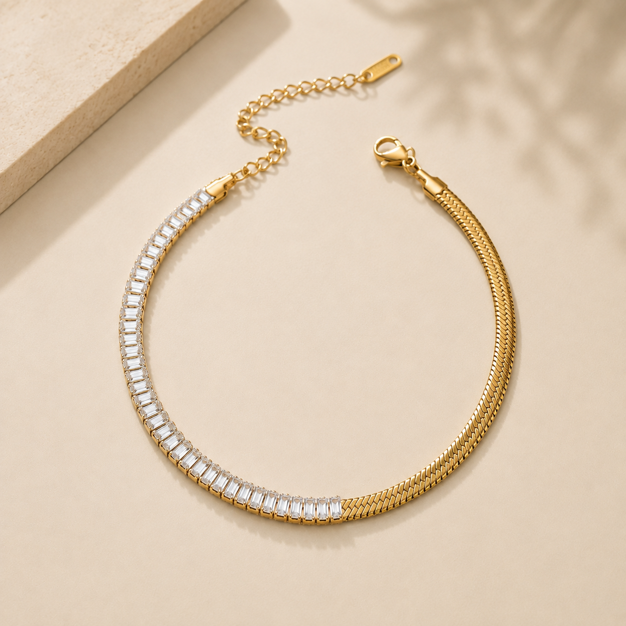 Half Crystal Snake Necklace