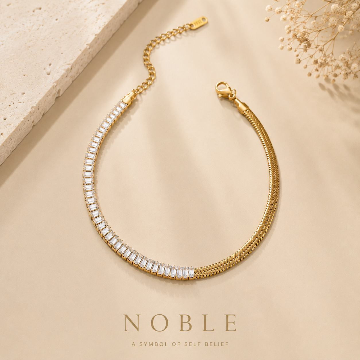Half Crystal Snake Necklace