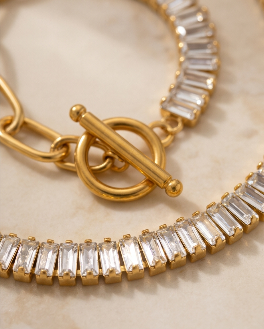 Noble Two Tone Necklace & Bracelet Set