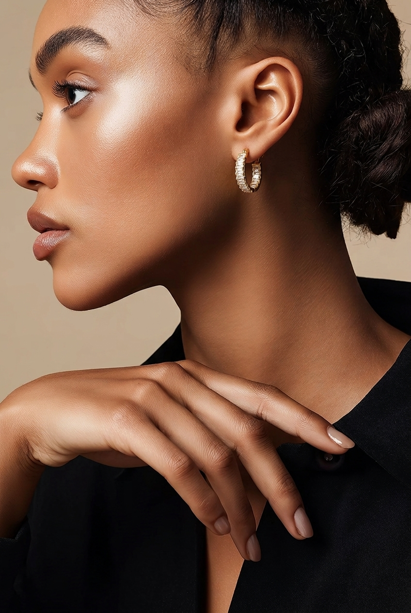 Noble Baguette Hoop Earrings