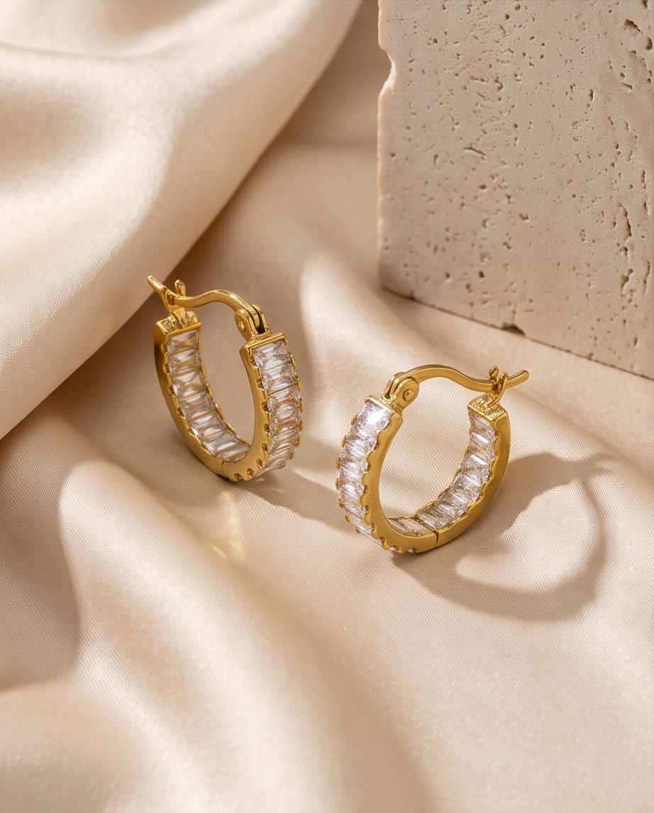 Noble Baguette Hoop Earrings