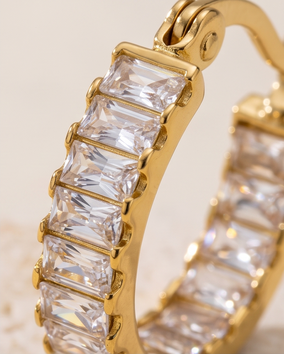 Noble Baguette Hoop Earrings