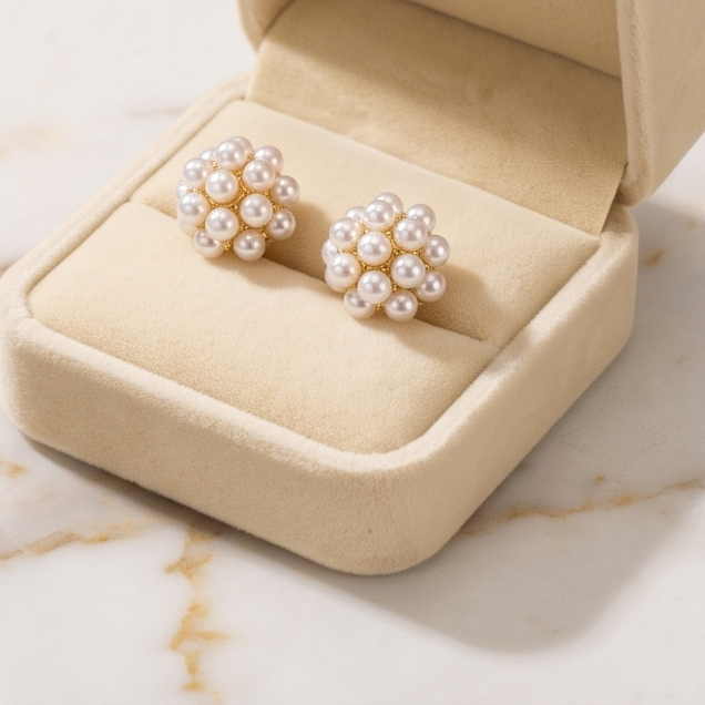 Daisy Pearl Stud Earrings