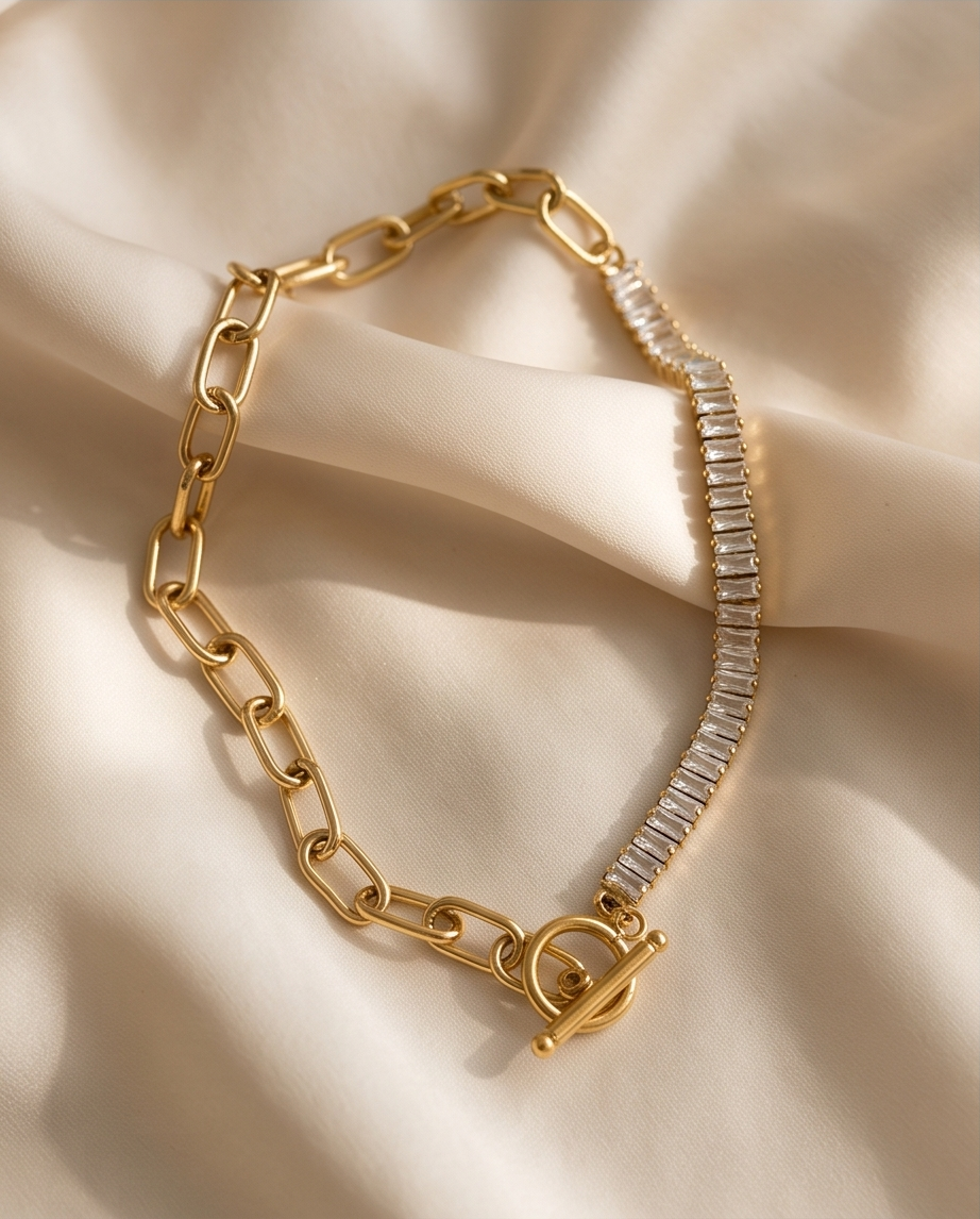 Noble Two Tone Necklace & Bracelet Set