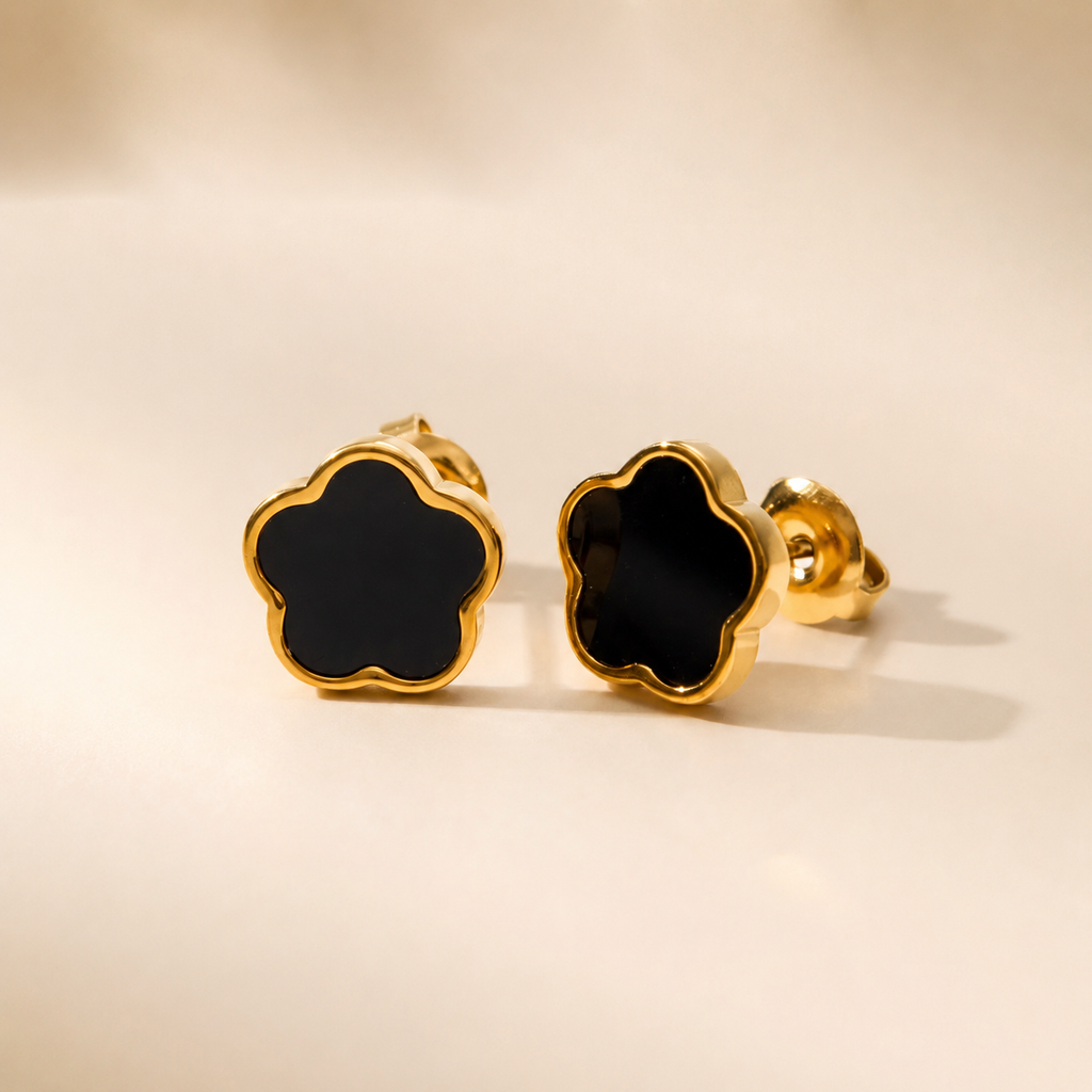 Black Clover Stud Earrings