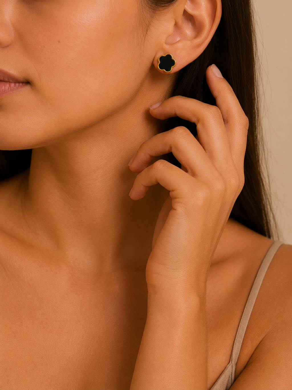 Black Clover Stud Earrings