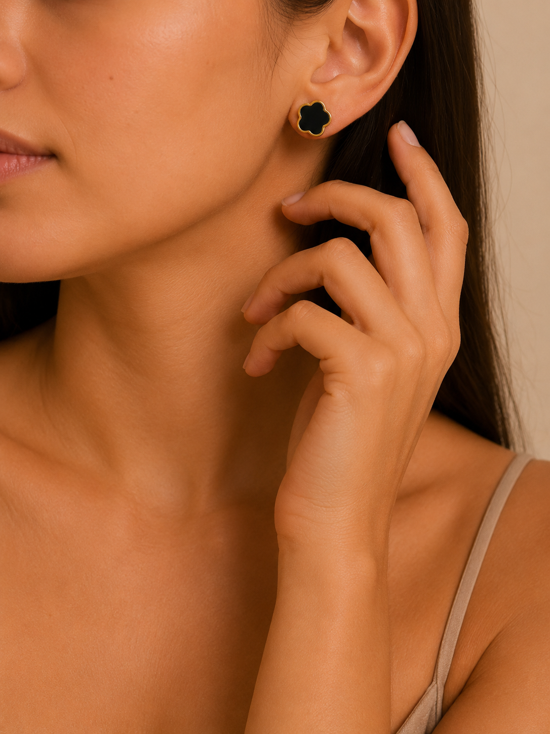 Black Clover Stud Earrings