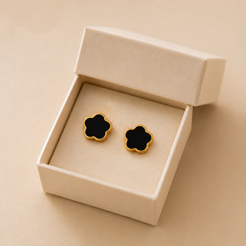 Black Clover Stud Earrings