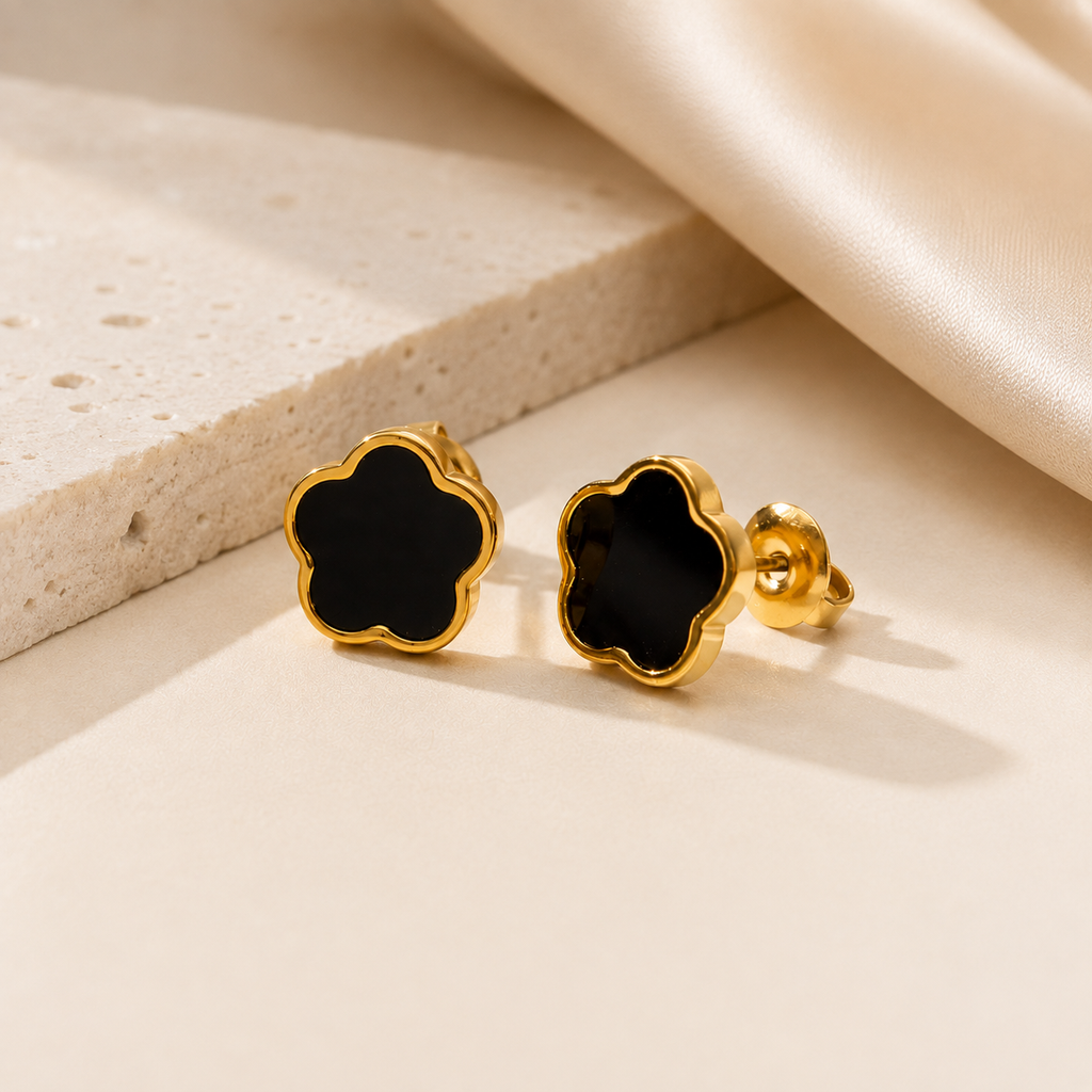 Black Clover Stud Earrings