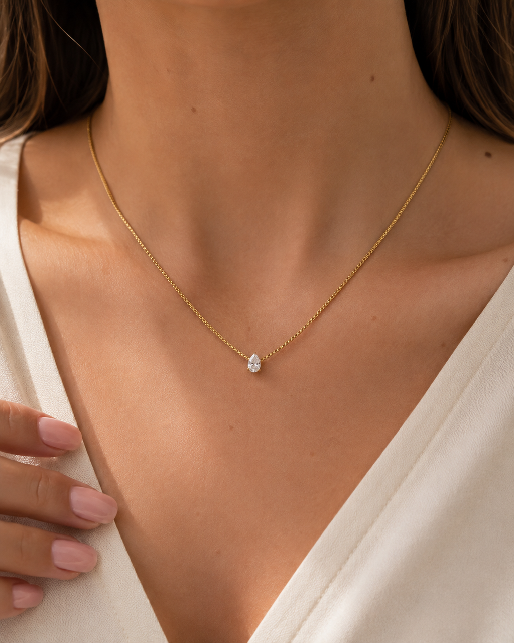 Pear Crystal Necklace